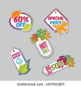 Collection of autumn sales labels for web print flyer brochure  - Vector