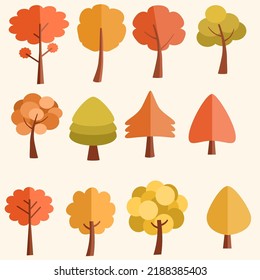 colección de ilustraciones de árboles de otoño