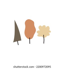 Collection Of Autumn Trees, Isolated On White Background. Simple collection of autumn trees of different shapes. Vector illustration.