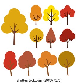 Collection Autumn Trees Isolated On White Stock Vector (Royalty Free ...