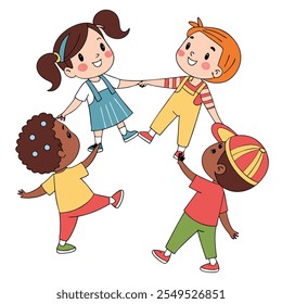 Collection avatars of children. Cute faces of different nationalities boys and girls. Vector illustration