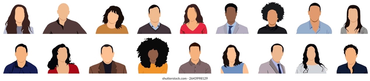 Collection of avatars of happy business people. Happy business men and women
