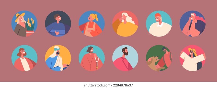 Collection Of Avatars Representing Different People, Ages, And Ethnicities For Website Design, Marketing, Illustration