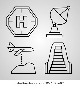 Collection of Aviation Symbols in Outline Style
