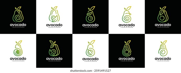 collection of avocado fruit logo design templates. avocado logo icon nature