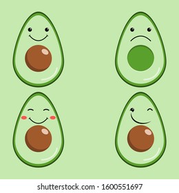 collection avocado mascot vector set