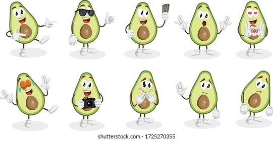 a collection of avocado set designs with characters