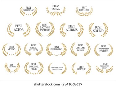 Collection of Award Laurel Wreaths for Cinema Festivals vector illustration