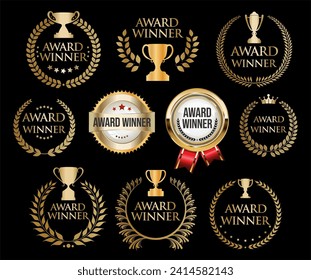 Collection of Award Laurel Wreaths vector illustration