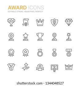 Collection of award line icons. 48x48 Pixel Perfect. Editable stroke