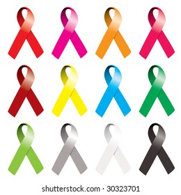 Colección de cintas de sensibilización en muchos colores con rizos