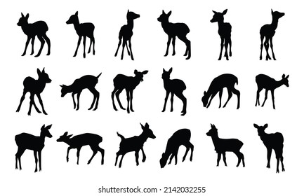Collection of Baby deer silhouette.