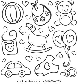 Collection of baby element doodles