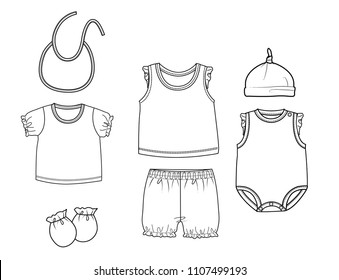 collection baby girl clothes design template