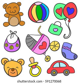 Collection of baby set vector art