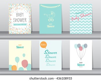 Collection of  baby shower invitation card ,Vector illustrations