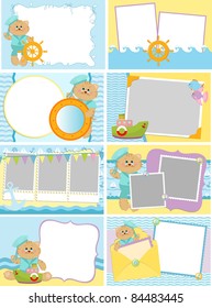 Collection of baby's postcards or photo frames with sea theme