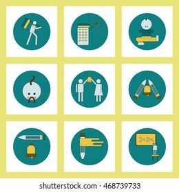 Collection of back to school items in flat style first of september in Ukraine