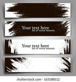 Collection of background of black and white paint strokes. 