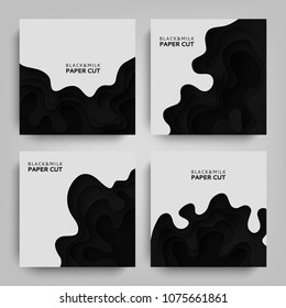 Collection backgrounds 3D layers of paper cut. Abstract paper carving art background design with milk. Vector design layout for business presentations posters and invitations