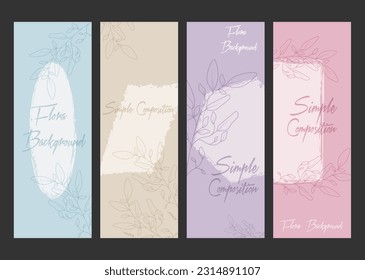 Una colección de antecedentes con una composición floral abstracta en el estilo minimalista. Diseño para cubiertas, cuadros, impresiones interiores, carteles y diseño creativo