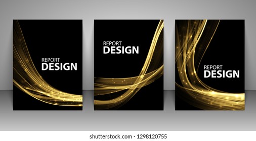 Collection of backgrounds with abstract light wave. Vector illustration.