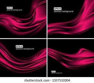 Collection of backgrounds with abstract light wave. Vector illustration.