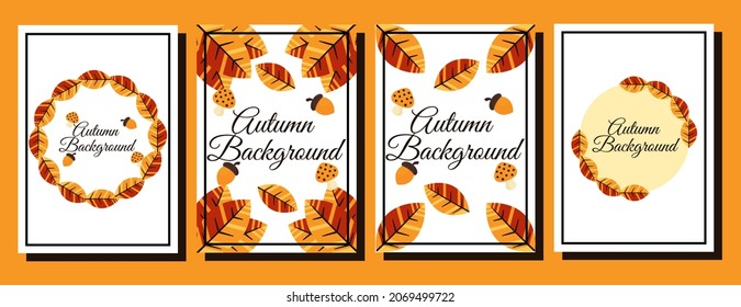 collection of backgrounds with autumn theme with four types of designs