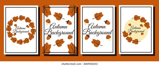 collection of backgrounds with autumn theme with four types of designs