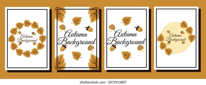 colección de antecedentes con tema de otoño con cuatro tipos de diseños