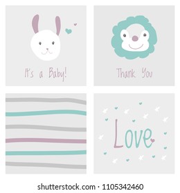 Collection of backgrounds for a Babyshower with a cute lion and bunny