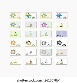 Collection of backgrounds with decorative lines and triangle conceptual patterns - aspect ratio of individual cards 819x468.