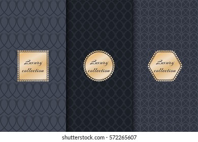 Collection of backgrounds for design of packaging and luxury products with gold foil. Geometric pattern vector
