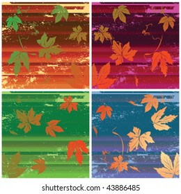 Collection of backgrounds with grunge stripes and leaves