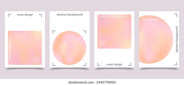 Collection of backgrounds with holographic effect. Peach fuzz background collection. Set of cover or poster templates. Vector