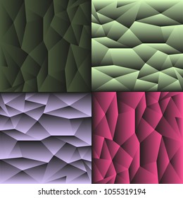 Collection of backgrounds from metal triangles in pink khaki olive flowers. Design of bags or fabrics.