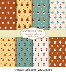 Collection of backgrounds on a coffee and tea theme