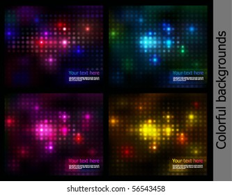 Collection of backgrounds. Vector lights on a black
