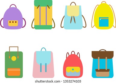 Collection of backpacks. Suitable for school, college or travel.
