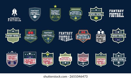 coleção de Badge Fantasy Football Logos Coleção para Esportes Branding e Poster Design