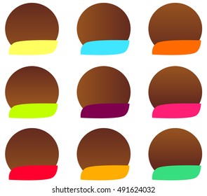 Collection of badges in different colors