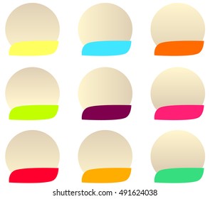 Collection of badges in different colors