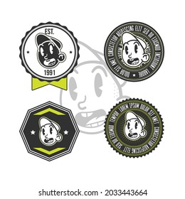 Colección de insignias con caracteres vintage