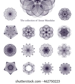 Collection badging logos in the form of mandalas for design. Vector illustration
