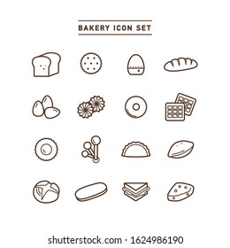 collection of bakery line icons