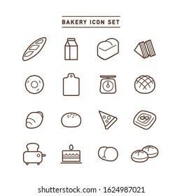 collection of bakery line icons