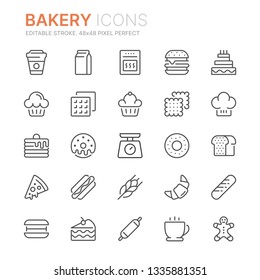 Collection of bakery line icons. 48x48 Pixel Perfect. Editable stroke