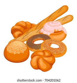 Collection of bakery products isolated illustration on white