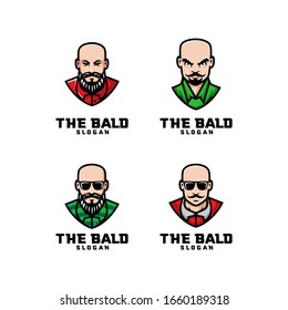 collection of bald head character logo icon design cartoon