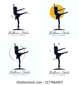 Plantilla de diseño del logotipo de la colección de ballet studio